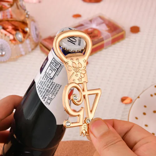Miniatura 7 de 24 cajas de abrebotellas de cumpleaños con temática de oro rosa, adecuado para regalos de fiesta de boda, regalos de fiesta de cumpleaños