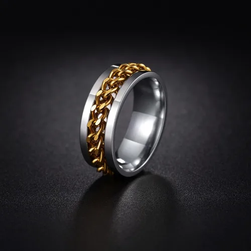Miniatura 42 de Anillos giratorios para la ansiedad para hombre, anillos clásicos de cadena para mujeres y adultos, anillo de acero de titanio