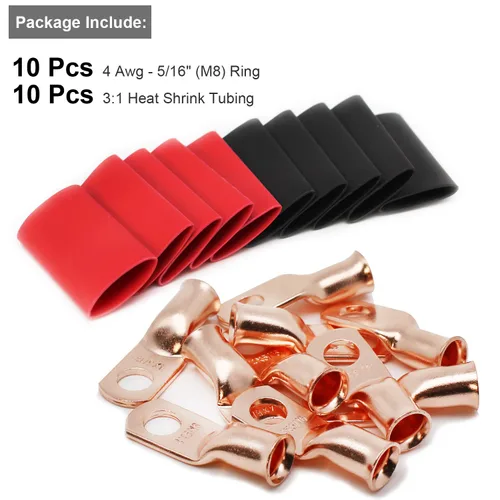 Miniatura 32 de TKDMR - Kit de 264 piezas de extremos de cable de batería, 132 piezas de terminales de anillo de lengüetas de cable de cobre resistentes AWG 8 6 4 2