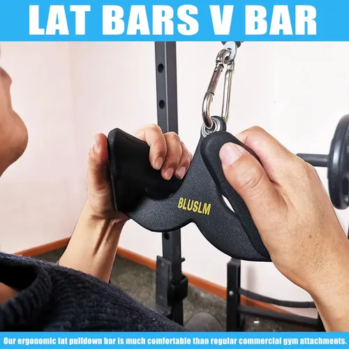 Miniatura 7 de BLUSLM LAT Pull Down Bar for Cable Machine, LAT Pulldown Attachments T-bar V-bar Cable Attachment for Gym, Back Tricep Strength Training Handle