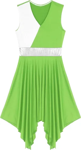 Miniatura 125 de easyforever Vestido de baile sin mangas con bloques de color para mujer, alabanza litúrgica, ropa de baile lírico, vestido de bata de adoración