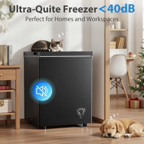 Miniatura 5 de LifePlus Congelador Profundo Pequeño de 4.2 Pies Cúbicos, Congelador de Cofre con 7 Temperaturas Ajustables con Canasta Removible, Ruedas