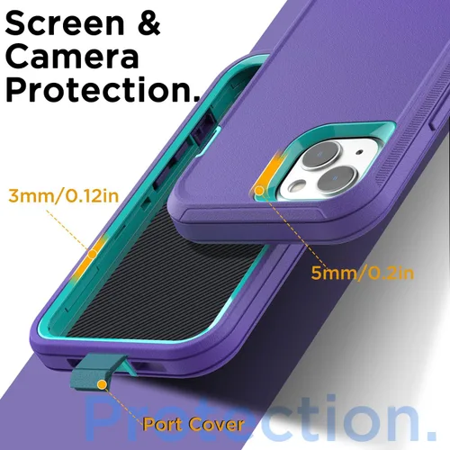 Miniatura 6 de AICase Funda para iPhone 13/iPhone 14 (6.1 pulgadas) con protector de pantalla de cristal, resistente protección contra caídas, cuerpo completo, a