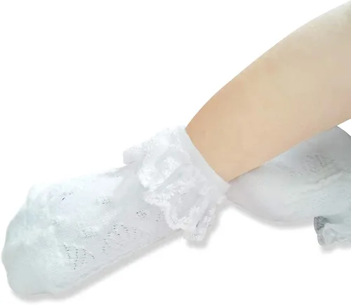 Miniatura 6 de Juebm Infant Baby Girls Ruffle Socks Toddler Dress socksPack of 356 Baby Frilly Lace Ankle Socks