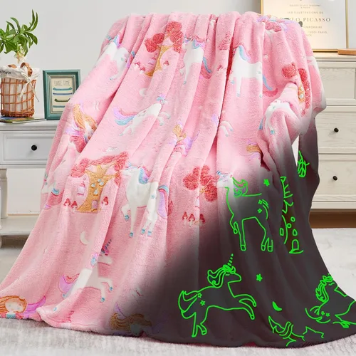 Miniatura 34 de inhand Juguetes de unicornio azul que brillan en la oscuridad para manta, regalos de unicornio para niñas de 1, 2, 3, 4, 5, 6, 7, 8, 9, 10, 11, 12