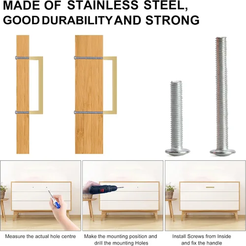 Miniatura 3 de Tiradores para gabinete dorados, manijas cuadradas para cajones, paquete de 2, manijas de acero inoxidable para cocina de 13-4/5 pulgadas, herrajes
