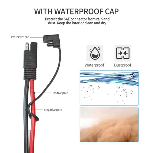 Miniatura 4 de ELFCULB Cable de extensión de conectores de batería SAE de 3.3 pies 10 AWG con 5 fusibles compatible con cargador de batería de generador solar, SAE