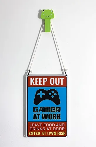 Miniatura 3 de Letrero de "Keep Out Gamer at Work" - Póster genial de gaming para decoración de sala de juegos y configuración de habitación de niños - Cosas