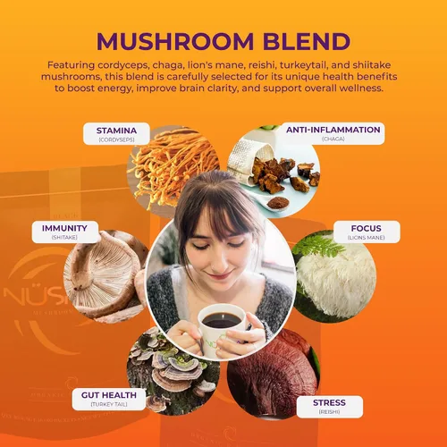 Miniatura 2 de NüSpira - Café de hongos negros - 6 hongos adaptógenos para claridad cerebral, salud intestinal y apoyo inmunológico - Alternativa baja en cafeína