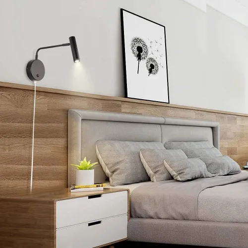 Miniatura 6 de Joossnwell Luces de pared con cable de enchufe, lámparas de pared industriales para dormitorio con interruptor de encendido y apagado, blanco