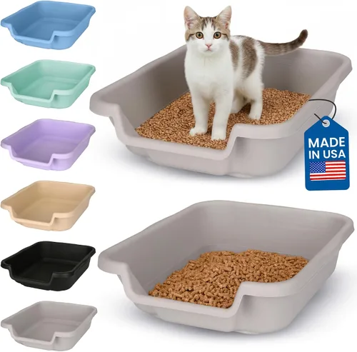 Miniatura 39 de KittyGoHere - Caja de arena para gatos mayores, sartén pequeña con cuchara jumbo de mango largo, caja de arena para gatos de entrada baja, ligera