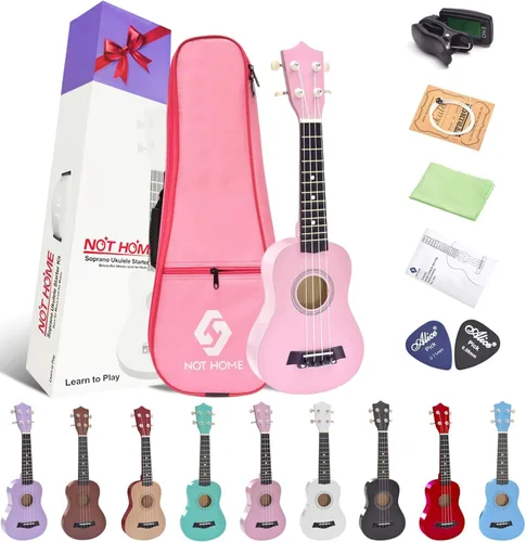 Miniatura 19 de Paquete de ukelele soprano para principiantes, kit de iniciación de ukeleles de tilo de 21 pulgadas para niños con bolsa de concierto, sintonizador