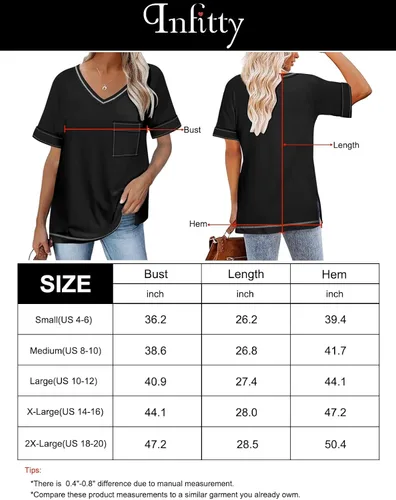 Miniatura 5 de INFITTY Blusas de verano para mujer, manga corta, abombada, cuello en V, ajuste holgado