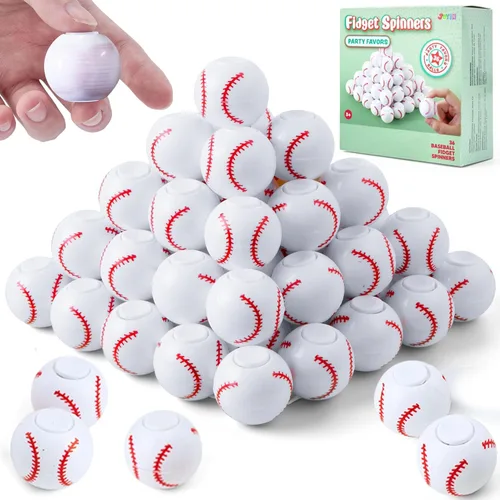 JOYIN Paquete de 36 Spinners Fidget de Béisbol para Niños, Recuerdos de Fiesta de Béisbol, Juguetes Fidget al Por Mayor, Pelotas Antiestrés,
