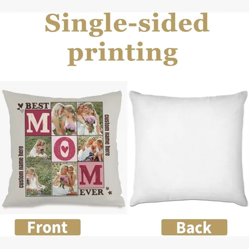 Miniatura 2 de Personalized Decorative Pillow Cover Using 6 Photos and Text for Mom, Soft Cushion Making a Memorable Gift for Mother’s Day Family Holidays or 6