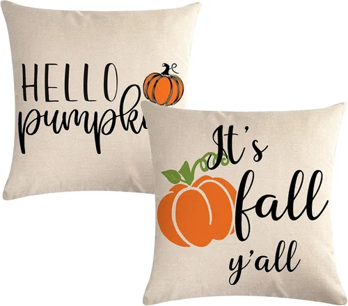 Miniatura 8 de 7COLORROOM Juego de 2 fundas de almohada con texto en inglés "It's Fall Yall", fundas de cojín con texto en inglés "It's Fall Yall", fundas de cojín
