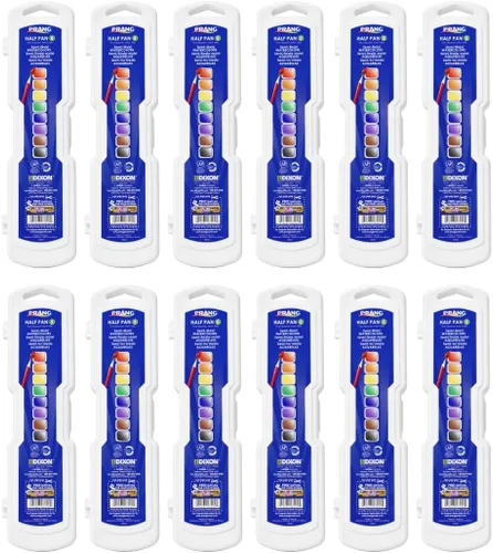 Miniatura 10 de Prang Pintura de acuarela semihúmeda no tóxica sin cera, media bandeja rectangular de plástico, 16 colores surtidos