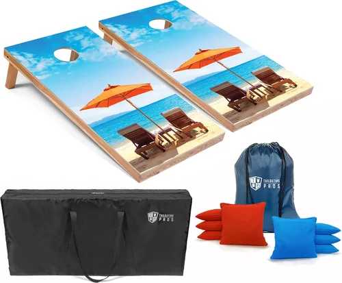 Miniatura 12 de Tailgating Pros - Juego de tableros para juego de cornhole con bolsas de maíz y estuche de transporte - Lanzamiento de agujero de maíz de 4 x 2 pies
