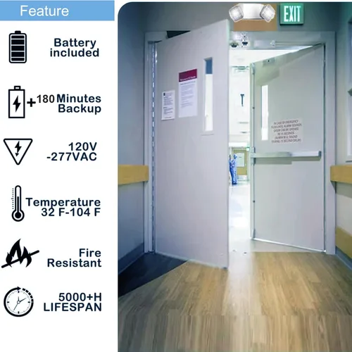 Miniatura 2 de 6 Pack Emergency Lights for Business, Commercial Emergency Lights with Battery Backup, Two Head Adjustable Emergency Lighting, LED Emergency Flood