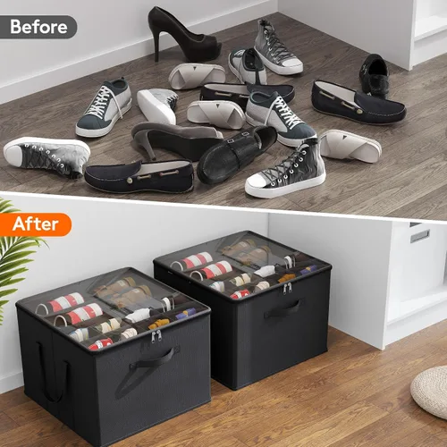 Miniatura 8 de Lifewit Organizador de almacenamiento de zapatos para armario para 12-16 pares, contenedor de almacenamiento grande de tela con cubierta