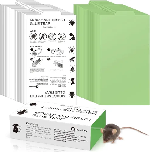 Miniatura 9 de Qualirey Paquete de 30 trampas adhesivas para ratones, ratones e insectos, peso de hasta 10.58 onzas, almohadillas para interiores y exteriores