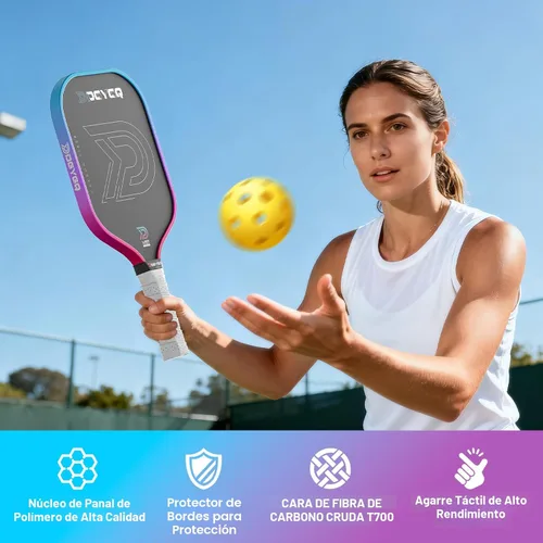 Miniatura 9 de DGYGQ Pickleball Paddles with Polypropylene Honeycomb Core, Increased Power for Ultimate Spin & Consistency Rojo y azul