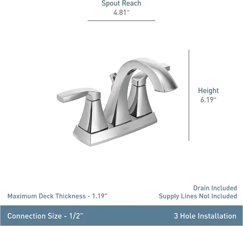 Miniatura 3 de Moen Voss 6901BG - Grifo de baño de arco alto de transición de oro cepillado para instalación de 4 pulgadas y 3 agujeros, 6901BG