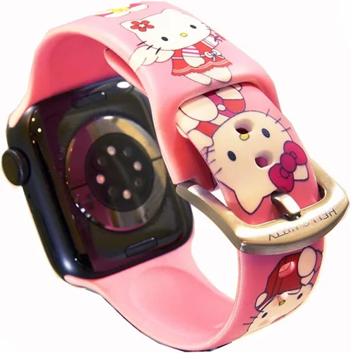 Miniatura 8 de Correa de silicona para Apple Watch de Hello Kitty para 38/40/1.614 in para Series 7/6/5/4/3/2/1/SE
