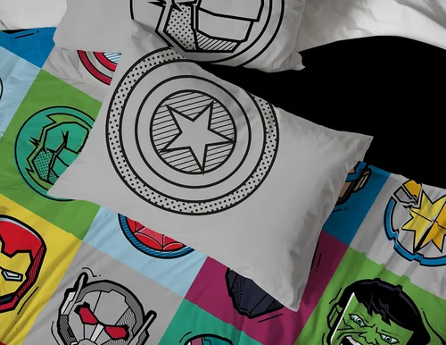 Miniatura 5 de Jay Franco Marvel Avengers Pop - Juego de ropa de cama tamaño matrimonial de 7 piezas, incluye edredón y juego de sábanas, microfibra súper suave