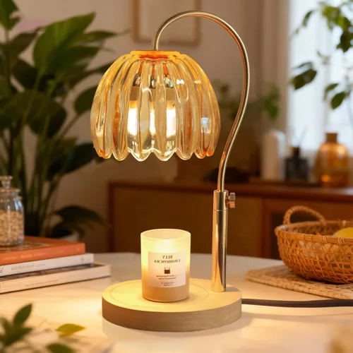 Miniatura 6 de Lámpara calentadora de velas TUOTGOYEZ con temporizador y regulador, lámpara calentadora de velas eléctrica con 2 bombillas para velas perfumadas