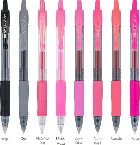 Miniatura 6 de Bolígrafos de gel Pilot G2 Premium, bolígrafos de gel de punta fina, paquete rosa Boost, los colores del optimismo, paquete de 8 unidades, 0.7 mm