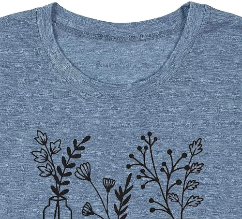 Miniatura 3 de Book Lovers - Camiseta de manga corta para mujer con diseño de flores silvestres, linda camiseta de manga corta para amante de los libros