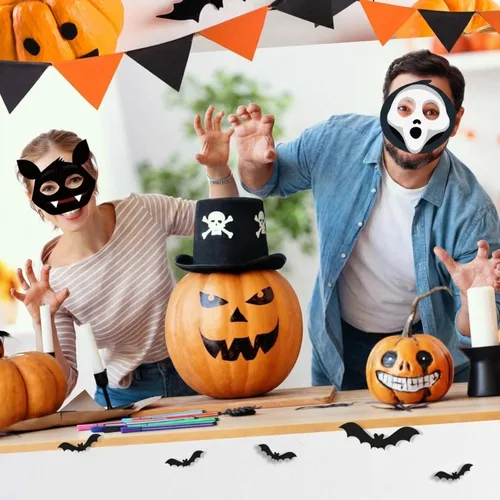 Miniatura 7 de Lenwen 16 máscaras para colorear de Halloween, manualidades, colorea tus propias máscaras de Halloween, kits de manualidades de papel para trucos