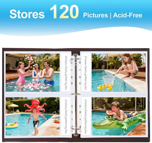 Miniatura 6 de Paquete de 30 páginas de repuesto para álbumes de fotos de 5 x 7 pulgadas para carpeta de 3 anillos, fundas de fotos ultra transparentes