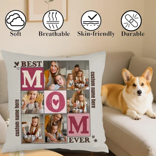 Miniatura 4 de Custom 6 Photo Throw Pillow Cover with Text for Mom, Cozy Cushion Ideal as a Thoughtful Gift for Family Mother’s Day Holidays or Special Occasions 6