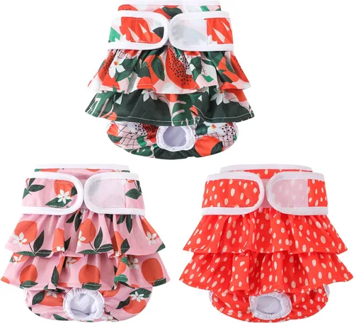 Miniatura 11 de Pañales Reutilizables para Perras Hembras Paquete de 3 Pañales Lavables Altamente Absorbentes para Perras, Pañales Flexibles para Perras, A Prueba