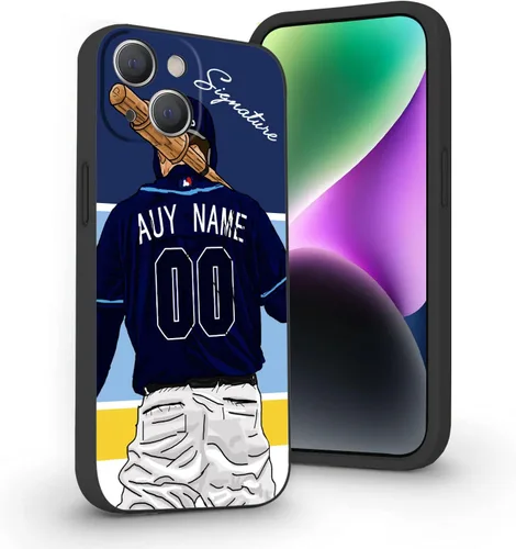 Miniatura 21 de Estuche de Béisbol Personalizado con Nombre y Número de Liquid Silicone para iPhone 17 Air 16 15 Pro Max 14 13 Mini 12 11 Xs Xr SE3 8 7 6 Plus