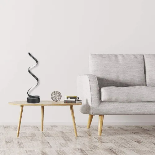 Miniatura 4 de Lámpara de mesa LED en espiral regulable, diseño minimalista moderno de iluminación, lámpara de noche curva de atenuación continua blanca cálida