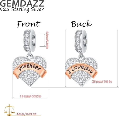 Miniatura 2 de GEMDAZZ Abalorio de plata de ley 925 para madre, padre, hija, hijo, hermana, nana, esposa, marido, abuela, amiga, madrina, hija, ahijada, cuentas