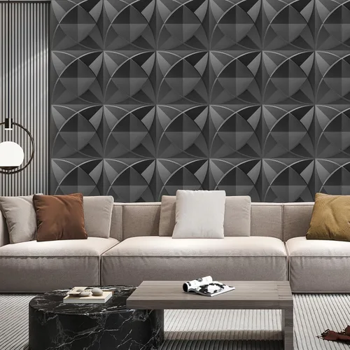 Miniatura 6 de Art3d Paneles decorativos texturizados de PVC 3D para decoración de paredes interiores en sala de estar, dormitorio en negro, paquete de 33