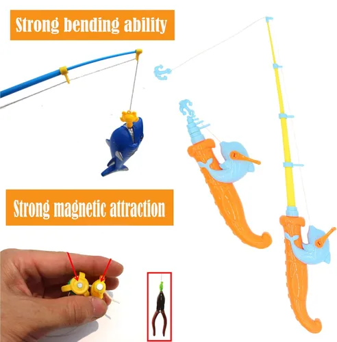 Miniatura 5 de Juguete magnético de pesca de 3 piezas con caña de pescar, juego de pesca magnético para niños pequeños, juguete de baño para bebés, juguetes