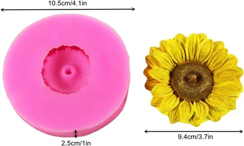 Miniatura 2 de Molde de silicona de girasol 3D para fondant, chocolate, caramelo, pastel, decoración, vela, jabón, hornear, pastelería, arcilla polimérica