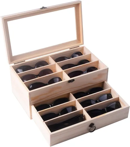 Miniatura 37 de AUTOARK AW-023 - Organizador de cuero para guardar lentes de sol, 12 piezas, color negro, AW-023