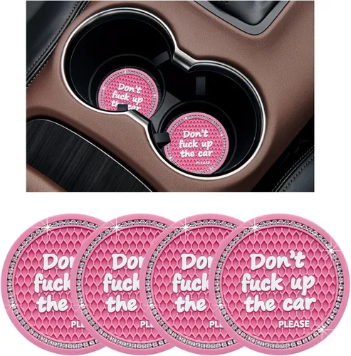Miniatura 27 de Ziciner - 2 posavasos brillantes para auto, 2.75 pulgadas, antideslizante, inserción automática, tapete de cristal para mujeres y niñas, accesorio