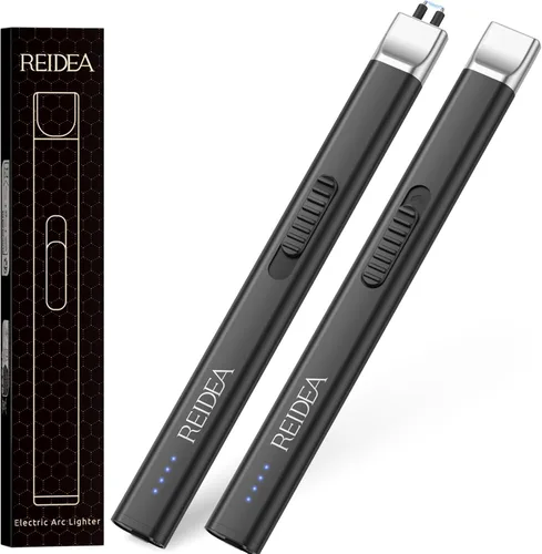 Miniatura 9 de REIDEA Encendedor eléctrico de regalo para los amantes de las velas, resistente al viento, sin llama, recargable por USB, encendedor retráctil