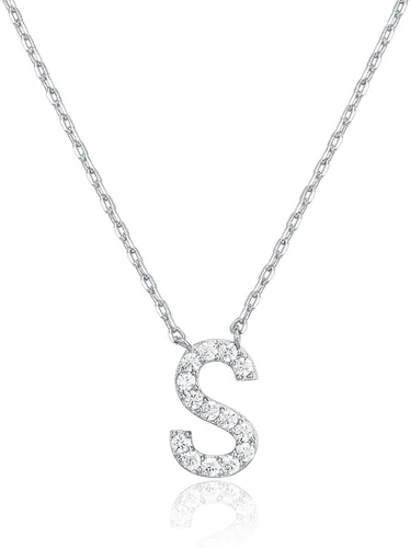 Miniatura 120 de PAVOI 14K White Gold Plated Cubic Zirconia Initial Necklace Letter Dainty Necklaces for Women
