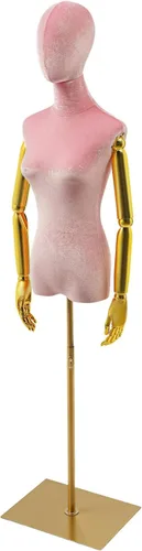 Miniatura 15 de Vestido de maniquí femenino con forma de torso, cuerpo de maniquí de costura ajustable de 63 a 81 pulgadas con soporte de metal y cabeza