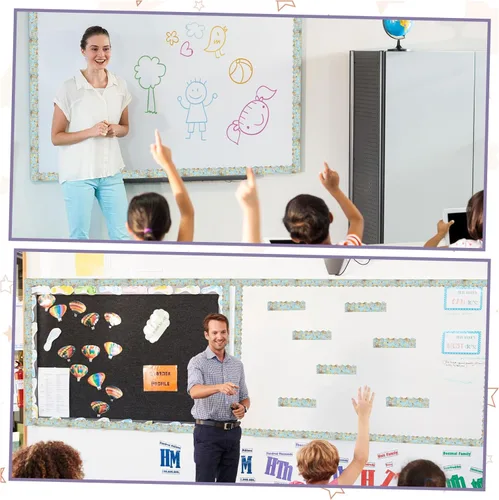 Miniatura 6 de Outus Tablero de anuncios magnético de 68.9 pies, borde magnético de pizarra blanca para aula, tiras enrollables, pizarras de tiza para pared