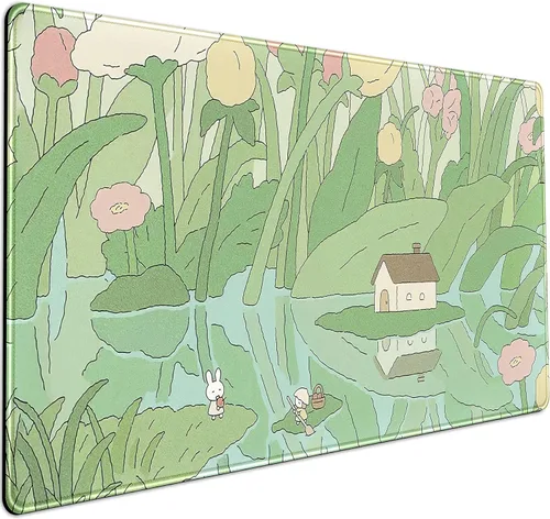Miniatura 23 de Alfombrilla de escritorio Anime Kawaii Mousepad Linda Japonesa Alfombrilla de mouse grande para juegos XXL, Alfombrilla de teclado de laptop Azul
