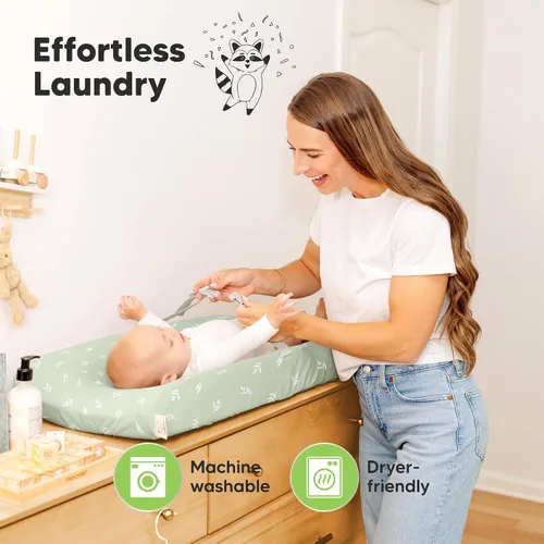 Miniatura 6 de Paquete de 2 fundas orgánicas para cambiador para niña, niño, neutro - 100% algodón, funda para almohadilla de mesa cambiadora, sábanas suaves